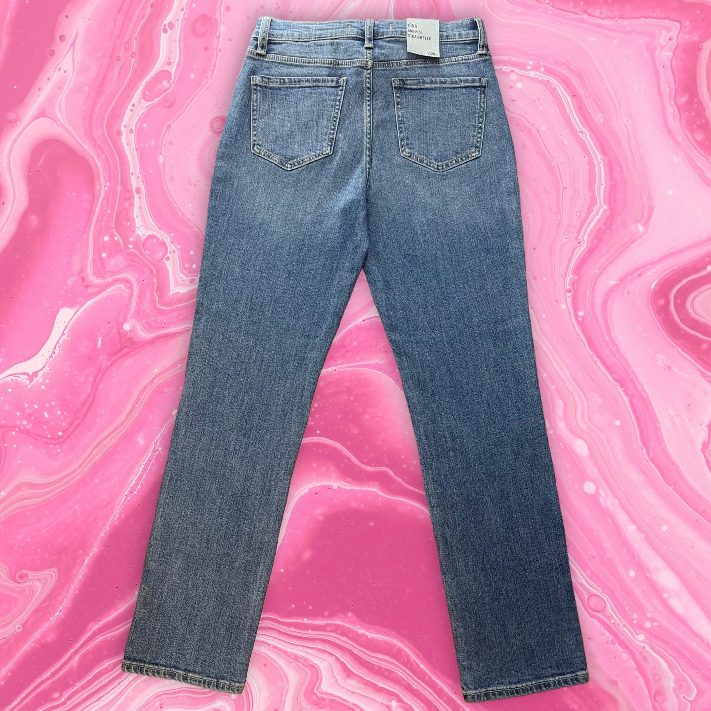 Gina Mid Rise Slim Straight Jeans ā Classic Blue