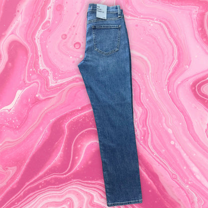 Gina Mid Rise Slim Straight Jeans – Classic Blue