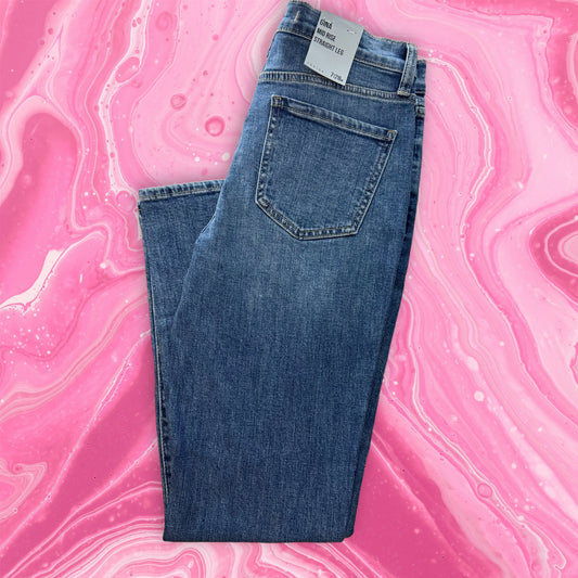 Gina Mid Rise Slim Straight Jeans – Classic Blue