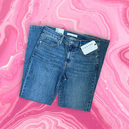 Gina Mid Rise Slim Straight Jeans – Classic Blue